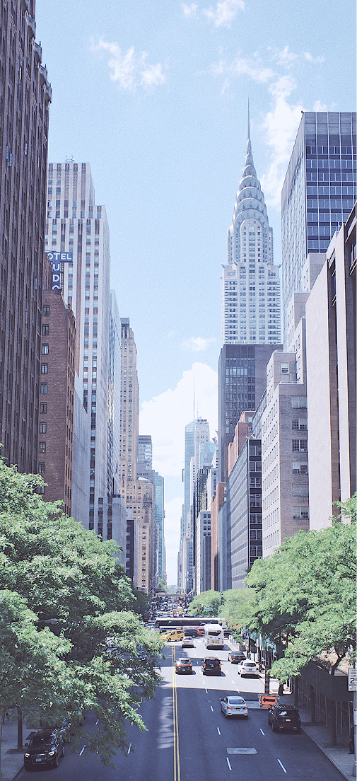 Street in New York City with Highrises